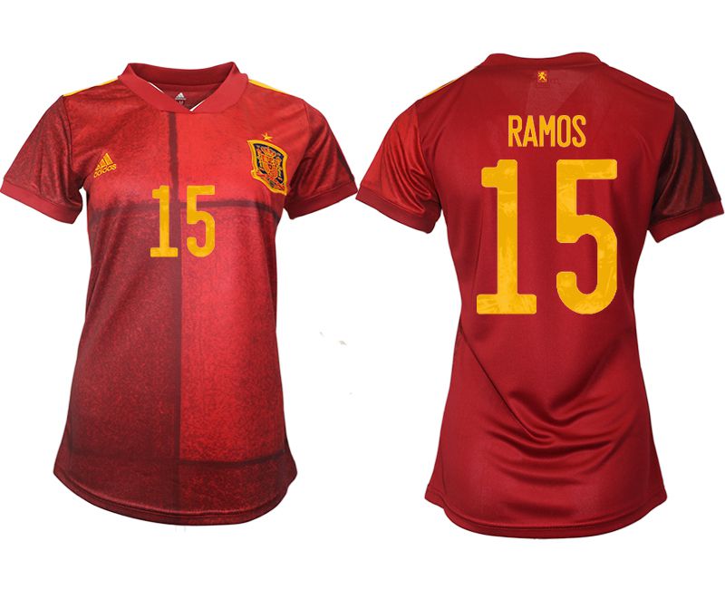 Women 2021-2022 Club Spain home aaa version red #15 Soccer Jerseys->women soccer jersey->Women Jersey